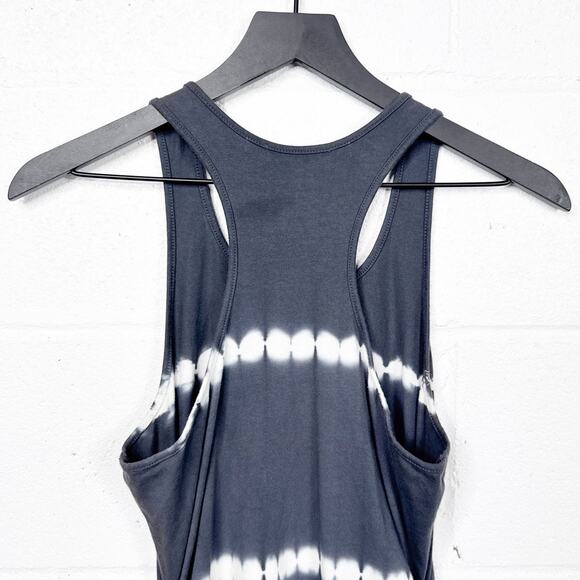 Michael Stars Tie‎ Dye Midi Tank Dress Gray White Ruched Size Large - Picture 6 of 8